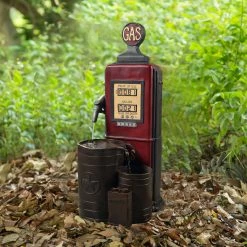 TeamsonUS Teamson Home Outdoor Vintage Gas Station Waterfall Fountain With Pump