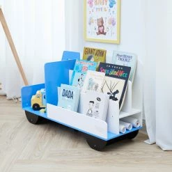 TeamsonUS Fantasy Fields Truck Wooden Display Bookcase, White/Blue