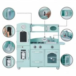 TeamsonUS Teamson Kids Little Chef Westchester Retro Kids Kitchen Playset, Mint