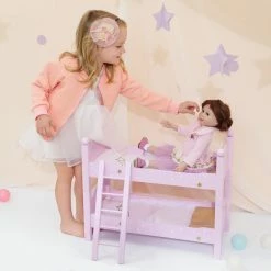 TeamsonUS Kids Olivia's Little World Twinkle Stars Princess Double Bunk Bed For 18" Dolls, Pink