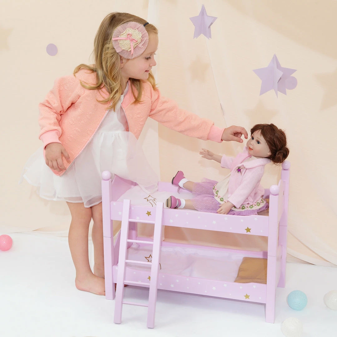 TeamsonUS Kids Olivia's Little World Twinkle Stars Princess Double Bunk Bed For 18" Dolls, Pink