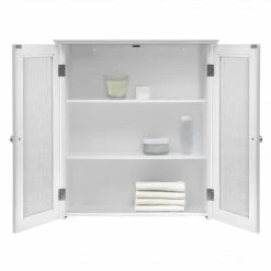 TeamsonUS Teamson Home Connor 2 Door Floor Cabinet With 3 Shelves, White