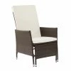 TeamsonUS Teamson Home Outdoor Rattan Patio Lounge Chair With Pull-Out Ottoman And Cushions, Brown/White