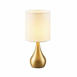 TeamsonUS Teamson Home Sarah 15" Modern Metal Table Lamp With Touch Switch And Cream Shade, Polished Brass