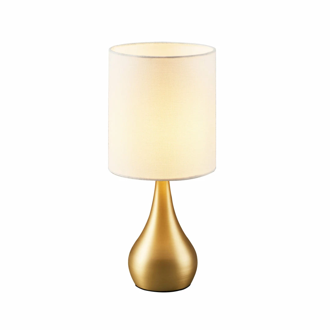 TeamsonUS Teamson Home Sarah 15" Modern Metal Table Lamp With Touch Switch And Cream Shade, Polished Brass