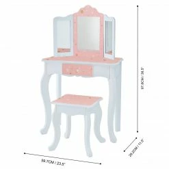 TeamsonUS Kids Fantasy Fields - Fashion Twinkle Star Prints Gisele Play Vanity Set - Pink / White