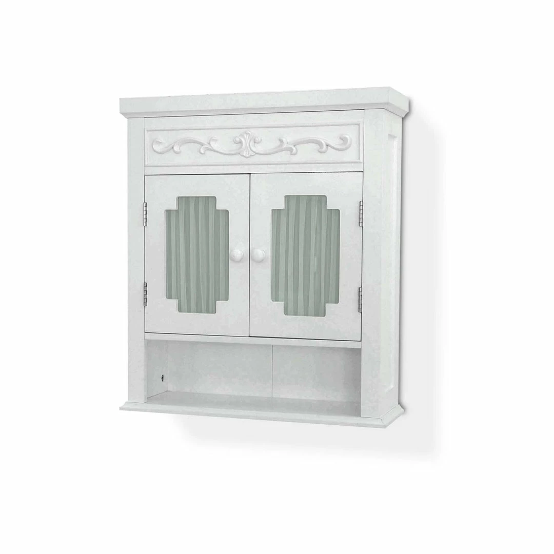TeamsonUS Teamson Home Lisbon Removable Wooden Wall Cabinet With Drapery-Lined Doors, White