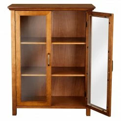 TeamsonUS Teamson Home Avery Wooden 2 Door Floor Cabinet With Storage, Oiled Oak