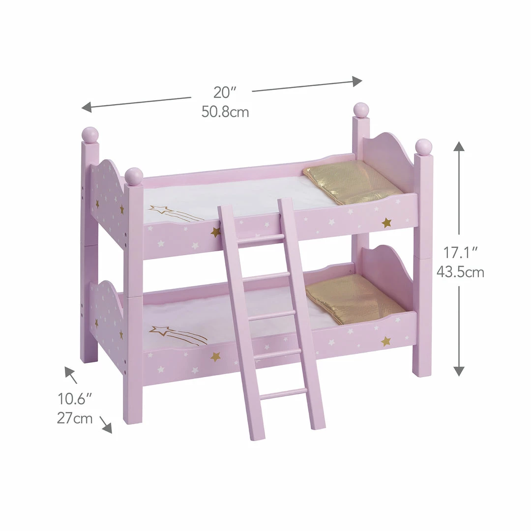 TeamsonUS Kids Olivia's Little World Twinkle Stars Princess Double Bunk Bed For 18" Dolls, Pink