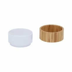 TeamsonUS New Teamson Pets Billie Raised Dishwasher Safe Ceramic Pet Bowl With Bamboo Stand