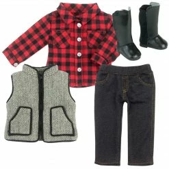 TeamsonUS Sophia's Doll Shirt, Jeggings, Vest, And Boots Set For 18" Dolls