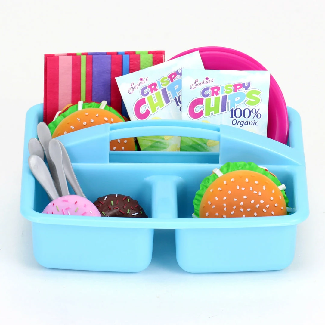 TeamsonUS Sophia's 17 Piece Picnic Caddy & Food Set For 18" Dolls, Multicolor