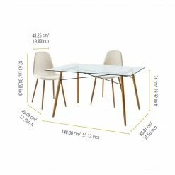 TeamsonUS Teamson Home Minimalist Dining Chair With Wood Grain Metal Legs, Set Of 2, Natural/White