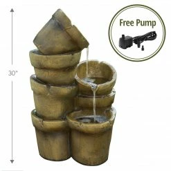 TeamsonUS Teamson Home Stacked Pots Outdoor Garden Fountain