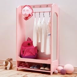 TeamsonUS Fantasy Fields Little Princess Clothing Rack With Storage And 4 Hangers, Pink Kids