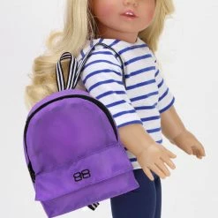 TeamsonUS Kids Sophia's Nylon Backpack For 18" Dolls, Purple
