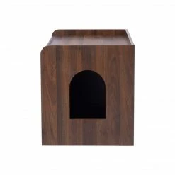 TeamsonUS Teamson Pets Robin Vented Wooden Cat Litter Box Enclosure Storage Bench, Mocha