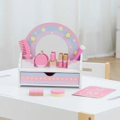 TeamsonUS Teamson Kids Little Dreamer Wooden Tabletop Vanity Set With 9 Play Accessories, Pink