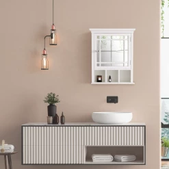 TeamsonUS Teamson Home Neal Removable Wooden Medicine Cabinet With Mirrored Door, White