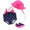 TeamsonUS Kids Sophia's Polka Dot Bathing Suit Set For 15'' Dolls, Navy/Pink