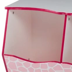 TeamsonUS Fantasy Fields Kids Painted Wooden Toy Storage Cubby With Fashion Giraffe Prints, Pink