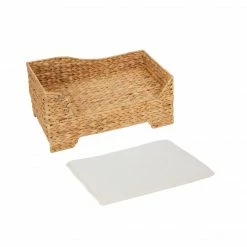 TeamsonUS Teamson Pets Neith Wicker Seagrass Pet Cat Or Small Dog Daybed, Tan/Cream