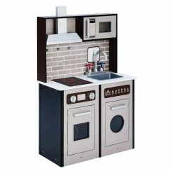 TeamsonUS Teamson Kids Little Chef Burgundy Classic Play Kitchen, Expresso/Black