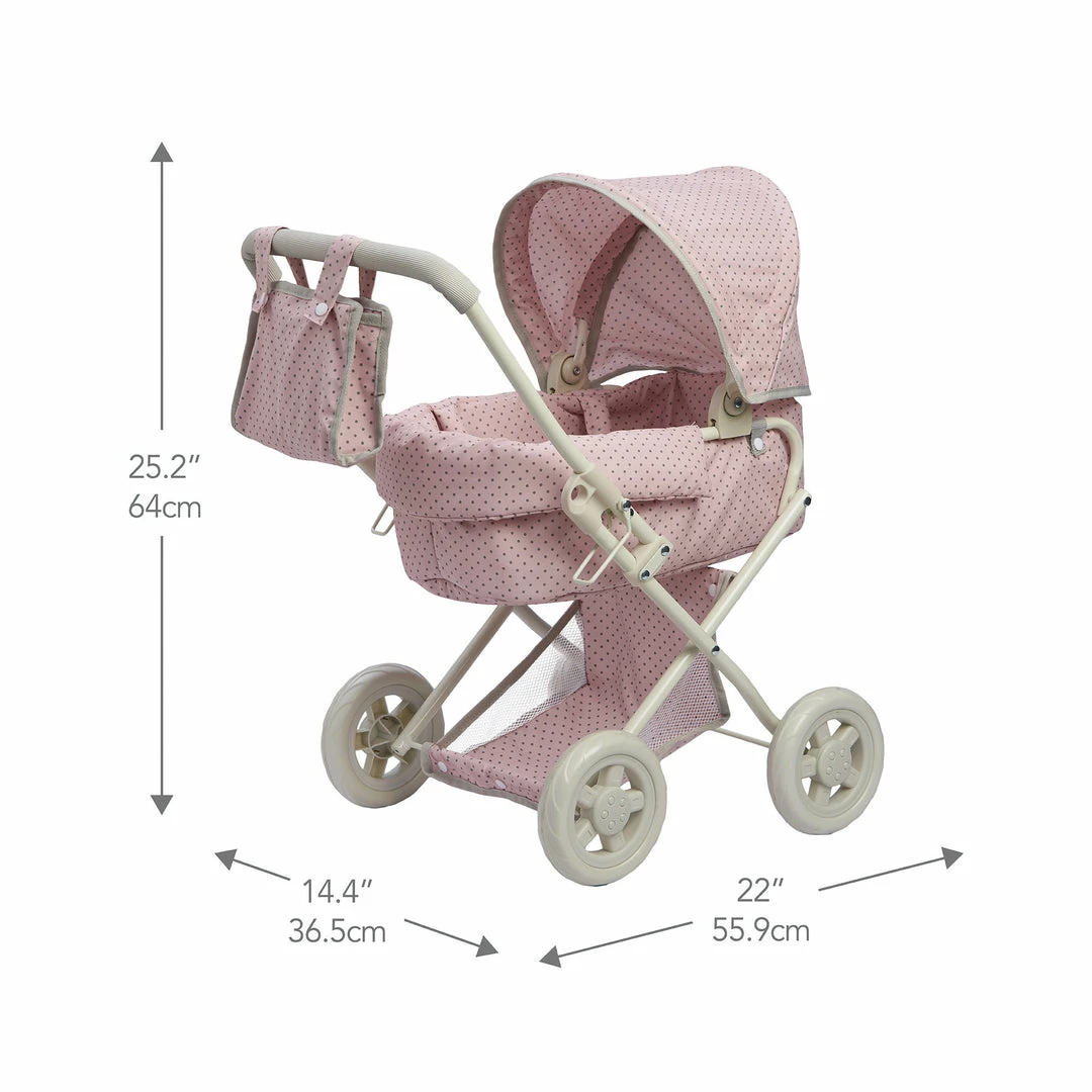 TeamsonUS Olivia's Little World Polka Dots Princess Deluxe Baby Doll Stroller, Pink Kids