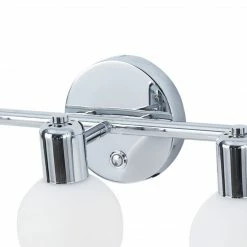 TeamsonUS Teamson Home Bathroom Vanity Triple Sconce Light With 3 Frosted Shades, Chrome Fixture
