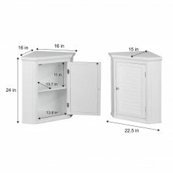 TeamsonUS Teamson Home Glancy Wooden Corner Wall Cabinet With Shutter Door, White