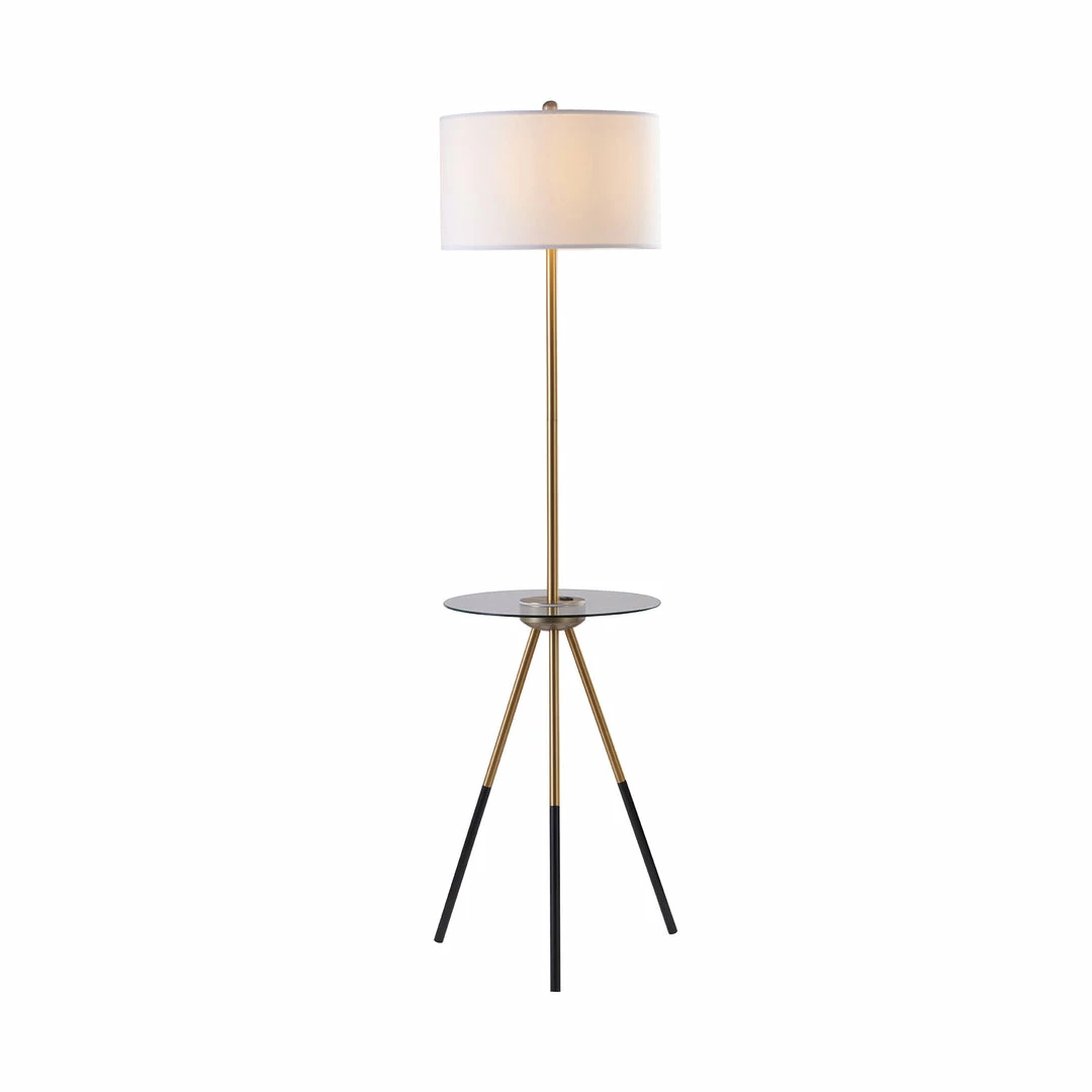 TeamsonUS Teamson Home Myra Floor Lamp With Glass Table And Built-In USB Port, Gold/White