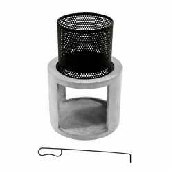 TeamsonUS Teamson Home Outdoor 16" Wood Burning Fire Pit With Decorative Log Storage Base, Gray/Black New