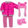 TeamsonUS Sophia's 4 Piece Winter Outfit With Bear Fur Hat Set For 18'' Dolls, Hot Pink Kids