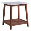 TeamsonUS Teamson Home Kingston Wooden Side Table With Storage And Marble-Look Top, Marble/Walnut