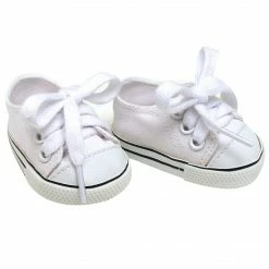 TeamsonUS Sophia's White Canvas Sneaker Shoes With Laces For 18