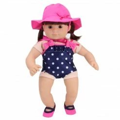 TeamsonUS Kids Sophia's Polka Dot Bathing Suit Set For 15'' Dolls, Navy/Pink