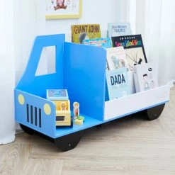 TeamsonUS Fantasy Fields Truck Wooden Display Bookcase, White/Blue