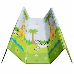 TeamsonUS Teamson Kids Reversible Safari Animal/Garden Insects Soft Foam Crawling Mat For Babies, Blue/Gray