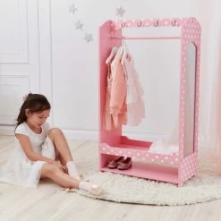 TeamsonUS Fantasy Fields Polka Dots Toy Clothing Rack With Storage, Pink