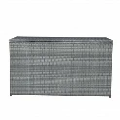 TeamsonUS Teamson Home Wicker 154 Gallon Outdoor Deck Box For Cushions Or Pool Accessory Storage, Gray New