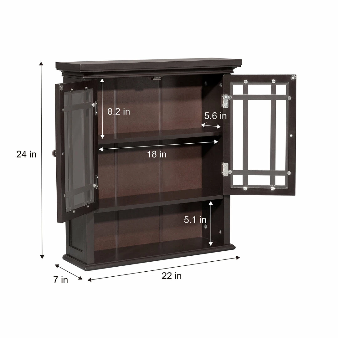 TeamsonUS Teamson Home Neal Wooden 2 Door Wall Cabinet, Dark Espresso