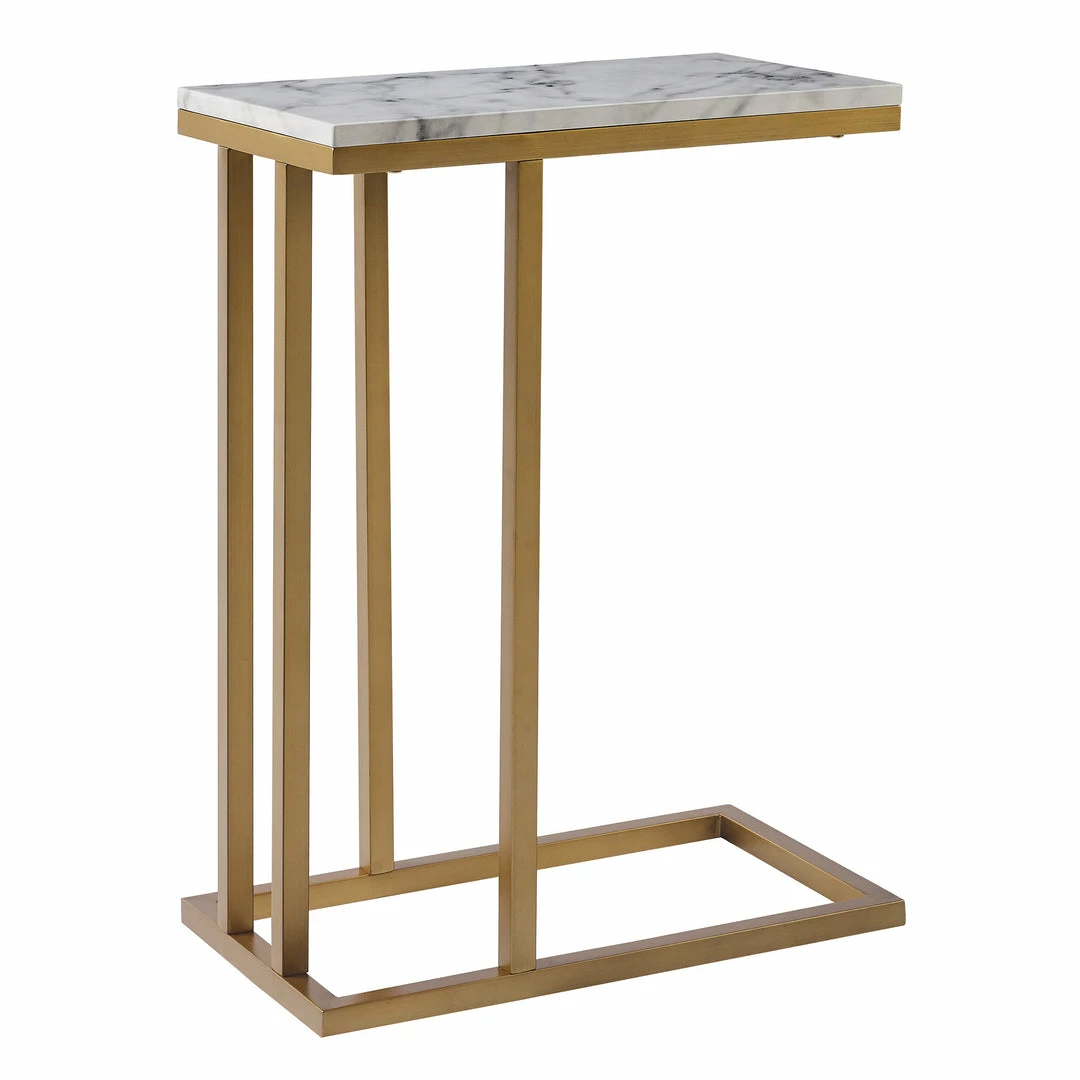 TeamsonUS Teamson Home Marmo Modern Marble-Look C Shape Side Table, Marble/Brass