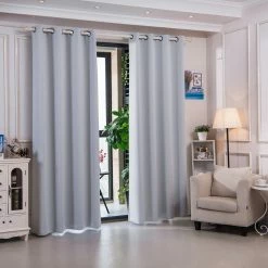 TeamsonUS Teamson Home 63" Corinth Premium Solid Insulated Thermal Blackout Window Curtain Panels With Grommets, Cloud Gray