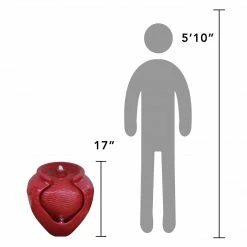 TeamsonUS Teamson Home Outdoor Glazed Pot Floor Fountain With LED Lights, Red