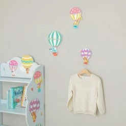 TeamsonUS Fantasy Fields Kids Peg Coat Hanger Hooks, Set Of 3, Multicolor