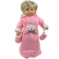 TeamsonUS Sophia's Polar Bear Bunting Snowsuit With Attached Mittens And Hood For 15' Dolls, Pink Kids