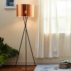 TeamsonUS Teamson Home Cara Tripod Floor Lamp With Copper Shade