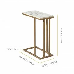 TeamsonUS Teamson Home Marmo Modern Marble-Look C Shape Side Table, Marble/Brass