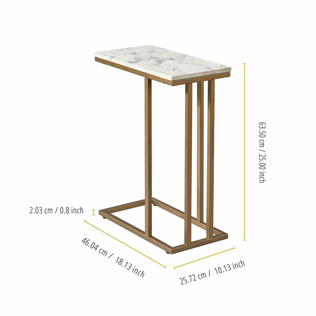 TeamsonUS Teamson Home Marmo Modern Marble-Look C Shape Side Table, Marble/Brass