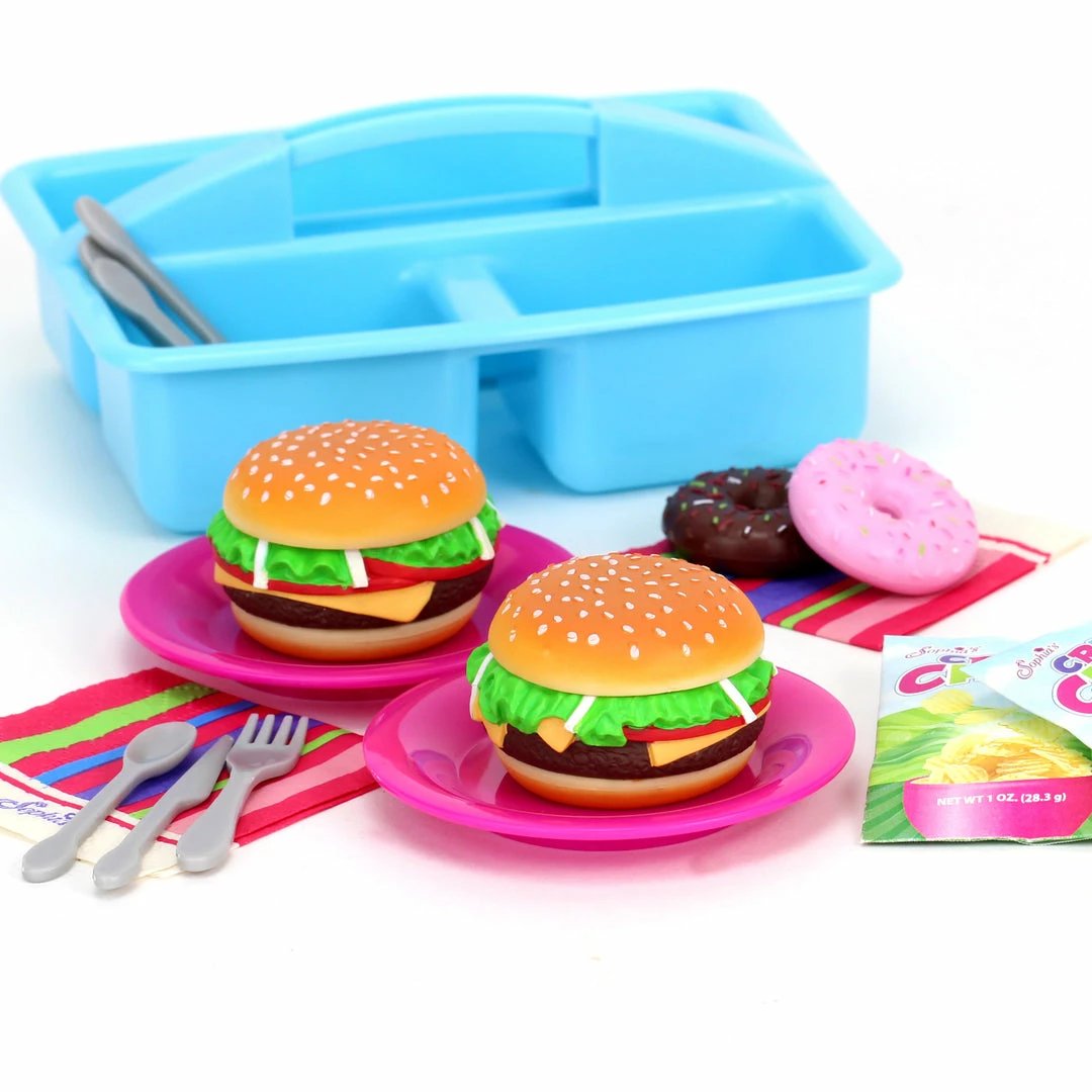 TeamsonUS Sophia's 17 Piece Picnic Caddy & Food Set For 18" Dolls, Multicolor